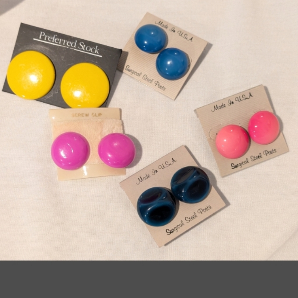 Colorful Vintage Clip-On Earrings Set